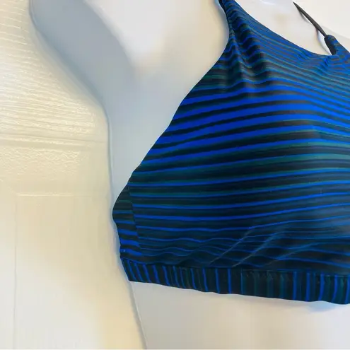 Lululemon  Tidal Flow Net Bikini Swim Top Blue Stripe Tie Back Sz Medium Strappy