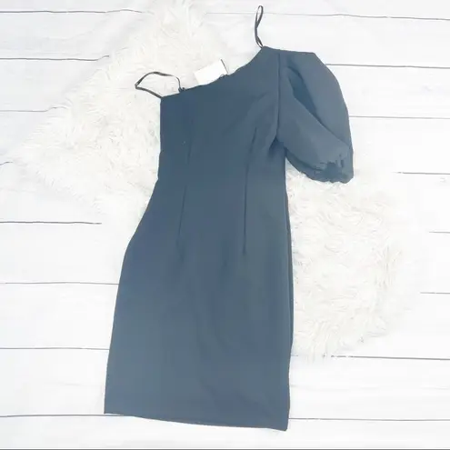 Black Halo Women's Cooper Sheath Dress One Shoulder Puff Sleeve In Black Size 0