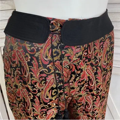 Platinum Stephen Yearick Paisley Pants Brocade Jacquard Straight Leg 14 Black