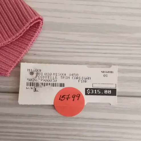 Misook Exclusively pointelle trim cardigan Barbie core women's size large