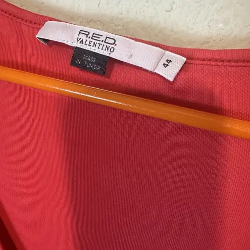 R.E.D. Valentino Dress Red Slinky Knee Length Twist Front Sz M EU 44 Stretch Size M