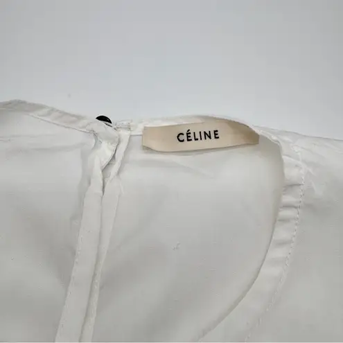 CELINE Authentic Elegant Phoebe Philo Poplin White Blouse