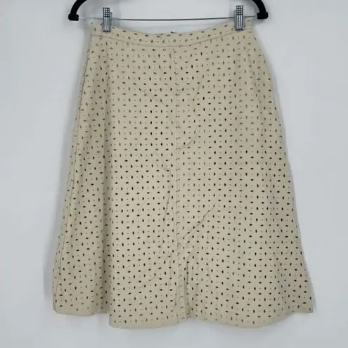 HD in Paris Womens Faux Leather Lined Cut-Outs Swing A-Line Skirt Beige Size 2