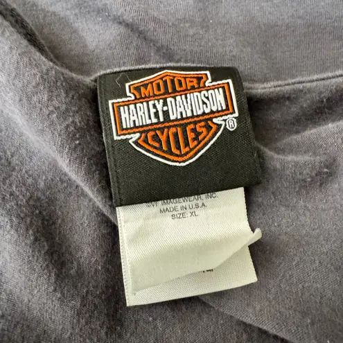 Y2K Harley Davidson Redding Womens Long Sleeve Skull Rose Graphic Tee XL Gray