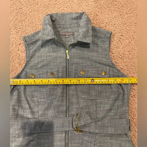 Sharagano Belted Sleeveless Full-Zip Boho Shirt Dress