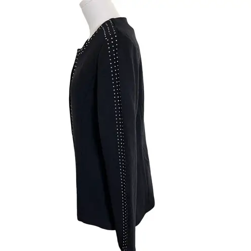 Black Knit Rhinestone Trim Blazer Jacket Women's 10 Todd & Olivia