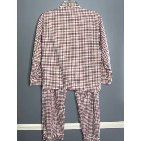 Gap Red Gray Plaid Button Up Top & Drawstring Pant 100% Cotton Small EUC