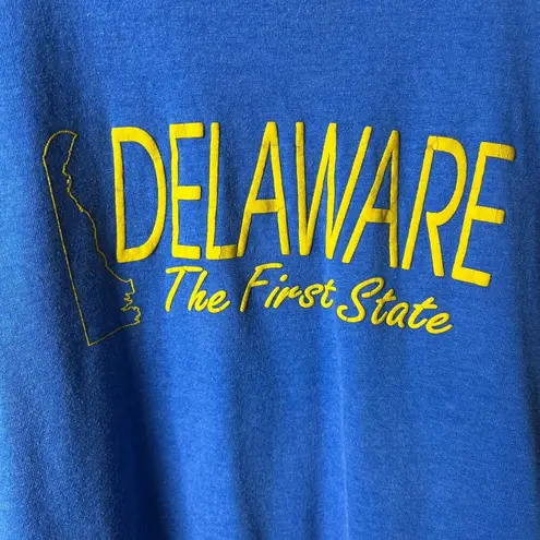 Vintage 90s Delaware T Shirt Blue XL Extra Large USA Single Stitch Graphic Tee