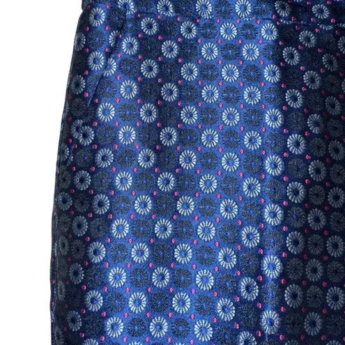 ANTHROPOLOGIE LEIFSDOTTIR Foulard Geometric Pattern Brocade Ankle Pants NWOT 6 Blue