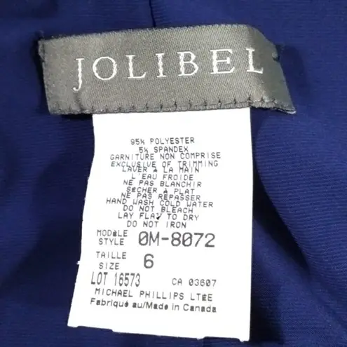 Jolibel Ruffled Sheath Dress Formal Occasion Cocktail Party Guest Evening 6 Blue