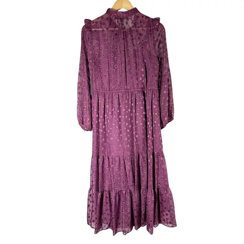 Julia Jordan Ruffle Drawstring Midi Dress Size 4 Burgundy