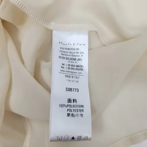 Manila Grace Blouse Size 40 IT US 4 Cream Semi Sheer Long Sleeve Bow Sleeves NWT