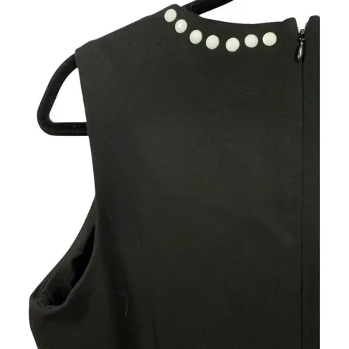 Carmen Marc Valvo NWT Beaded Neck Ponte Sheath Dress Black M