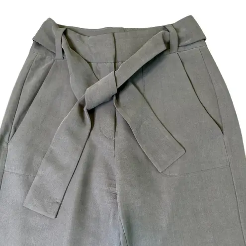 Mango  Suit Olive Green Cropped Pants Slacks Skinny Fit w/ Belt Size 2 Women's