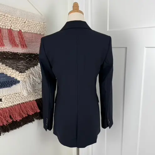 Massimo Dutti NEW Cool Wool Blend Single-Breasted Blazer Navy Blue Sz 4