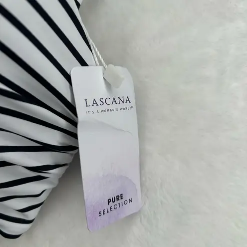 Lascana Venus Striped Bandeau Bikini Top 32DD/34DD Black Size undefined