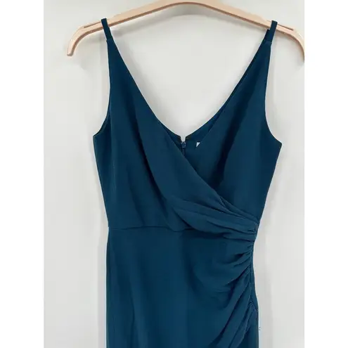 Dress the Population Jordan Ruched Side Slit V-Neck Cocktail Gown Size S