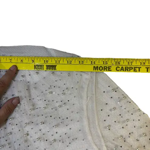 Sheer Pearl Rhinestone Embellished Long Sleeve Dress Party Cocktail M* White Size M