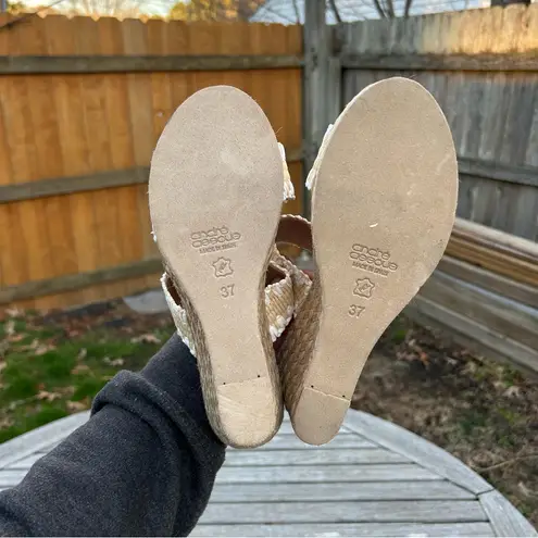 Andre Assous NOLITA STITCHED RAFFIA ESPADRILLE WEDGE size 37 or 6.5 us Tan