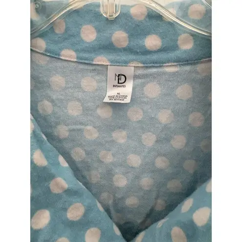 DN intimates Women's Blue Polka Dot Long Sleeve Collared Pajama Top Size M Size M