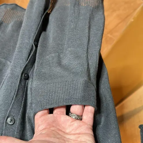 Poetry Charcoal Gray Silk Linen V Neck Long Cardigan Size 10