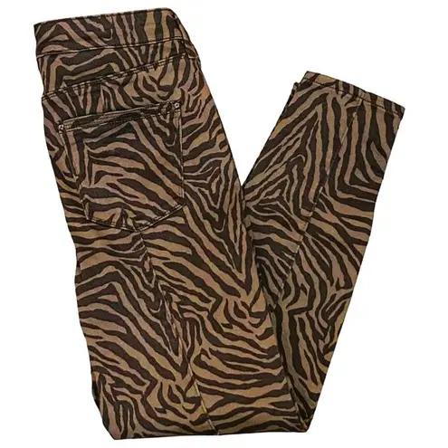 White House | Black Market  Brown Zebra Mid Rise Skinny Crop Jeans WHBM ~ Women's 4