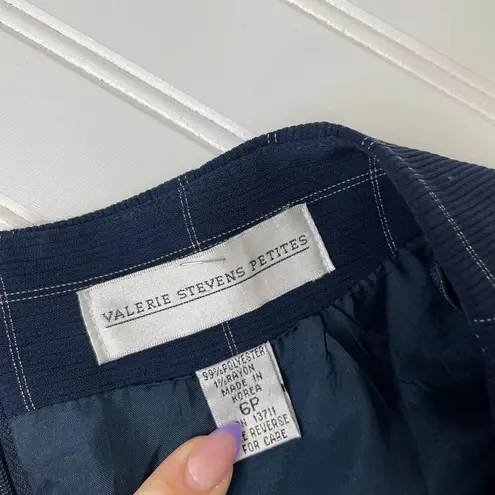 Calerie Stevens Petites Office Set 3/4 Sleeve Blazer Size 4P & Skirt Size 6P Blue