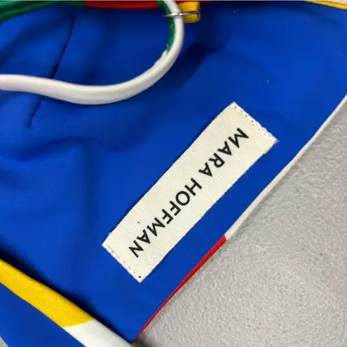 Mara Hoffman Swim Astrid Bikini Top Colorful White Red Green Blue NEW NWT