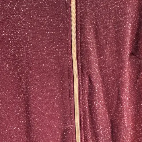 Savage X Fenty Sleep & Shine Glitter Zip Onesie M Shimmer Hooded Rare in EUC Red Size M