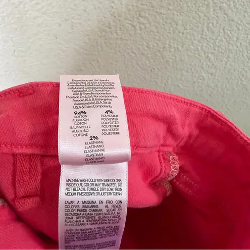 Mother Denim Patch Pocket Roller Ankle Fray Jeans Wide Leg Pink Geranium 26