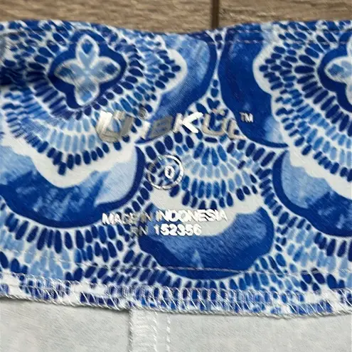 IBKUL Venetian Tiles Denim Stretch Golf Ankle Pants Blue White Size 10