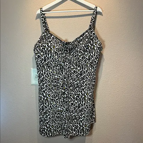 Swimsuits for All Women’s Leopard Print Swim Dress Size 24 Black