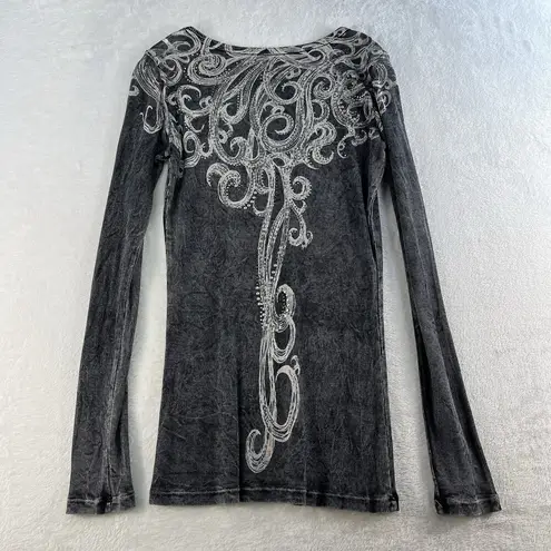 Vocal VTG L Large Top Black Ribbed Embellished Studs Y2K Dark Fairy Goth Punk