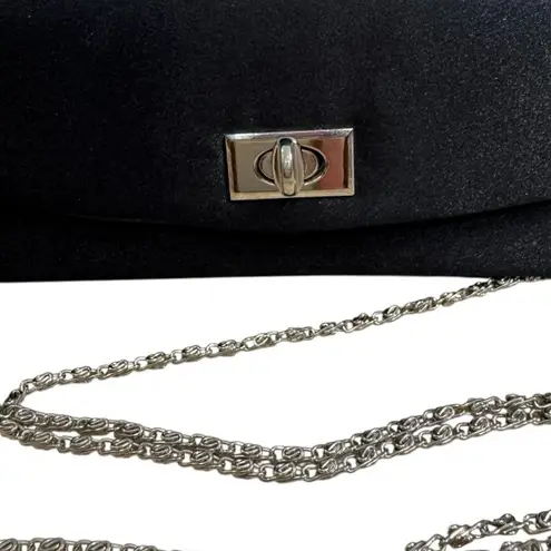 Bijoux Terner  Black Satin Boxy Clutch Purse w/ Hideaway Chain Crossbody