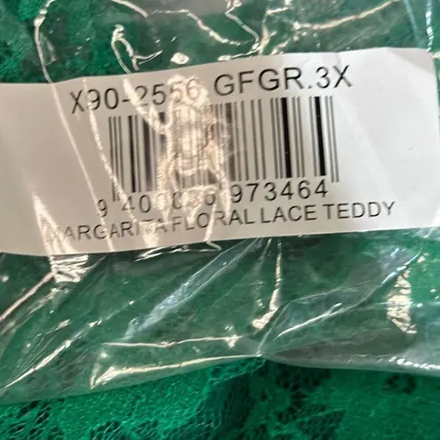 Frederick's of Hollywood Margarita Floral Green Lace Teddy Size 3X NWT