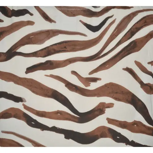 CAbi Ladies Brown Animal Tiger Print V-Neck Cap Sleeve Blouse Top Size S Light