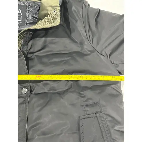 Sage Collective Womens small Black Olive Green Hooded Puffer Coat Jacket