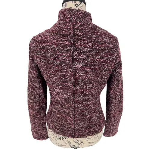 Cartonnier Anthropologie Knit Moto Blazer Pink Black Marled Size Small EUC