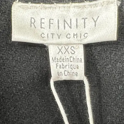 City Chic Refinity Coat Sophisticated in Black Size XXS/12 NWT