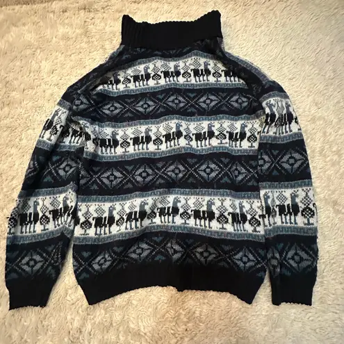 Artisan Vintage Baby Alpaca Sweater OSFM Wool Fair Isle Nordic Hand Knit Crew Neck