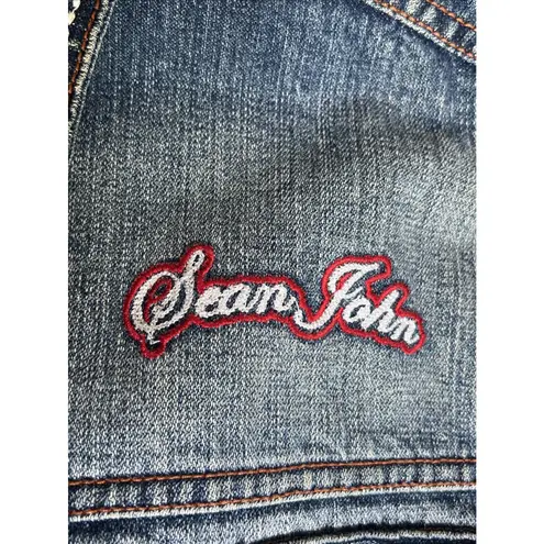 Sean John Chinese Dragon Denim Jean Jacket Button Up Blue XXL Missing Button