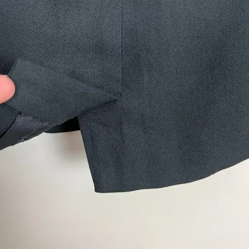 Shiatzy Chen Pencil Skirt S Italian 40 Black Wool Blend Faux Leather Designer