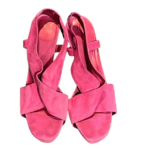 Diane Von Furstenberg DVF  Pink Suede Zia Platform Sandals