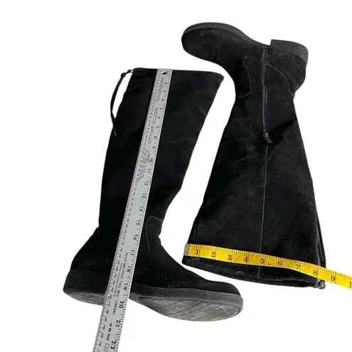 Adam Tucker Black Suede Knee Boots Kody Round Toe 1/2 Zip Low Heel Womens Size 8