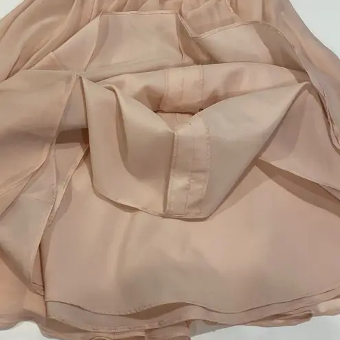 Mori Lee Lace Bodice Dress Chiffon Party Cocktail Pastel Pink Blush Sleeveless 6