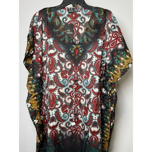 Paisley and feathers Kaftan Dresses for Women Beach Coverups, One Size Kaftans