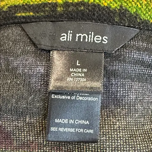 Ali Miles Southwestern Aztec Blanket Sweater/Jacket Size Large Cowl Neck Black