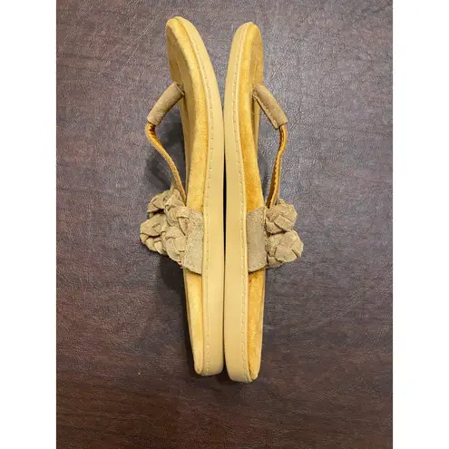 Oliberté Suede Braided Strap Thong Sandals Sze Womens 37(6.5/7) Beige Fair Trade Tan