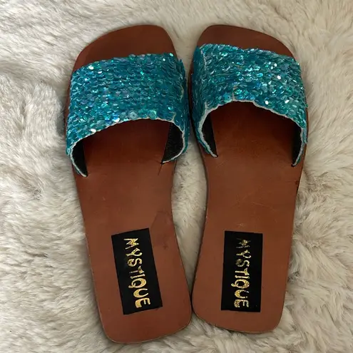 Mystique Boutique Mystique Blue Sequin Sandals Size 5