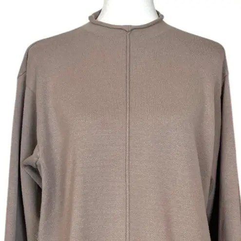 Coordinating 2 Piece Set Sweater Knit Wide Leg Pants Lounge Taupe Women Size XL Tan